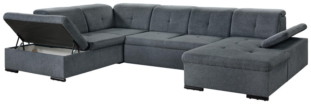 WOHNLANDSCHAFT Dunkelgrau Chenille  - Dunkelgrau/Grau, KONVENTIONELL, Kunststoff/Textil (188/340/240cm) - Carryhome