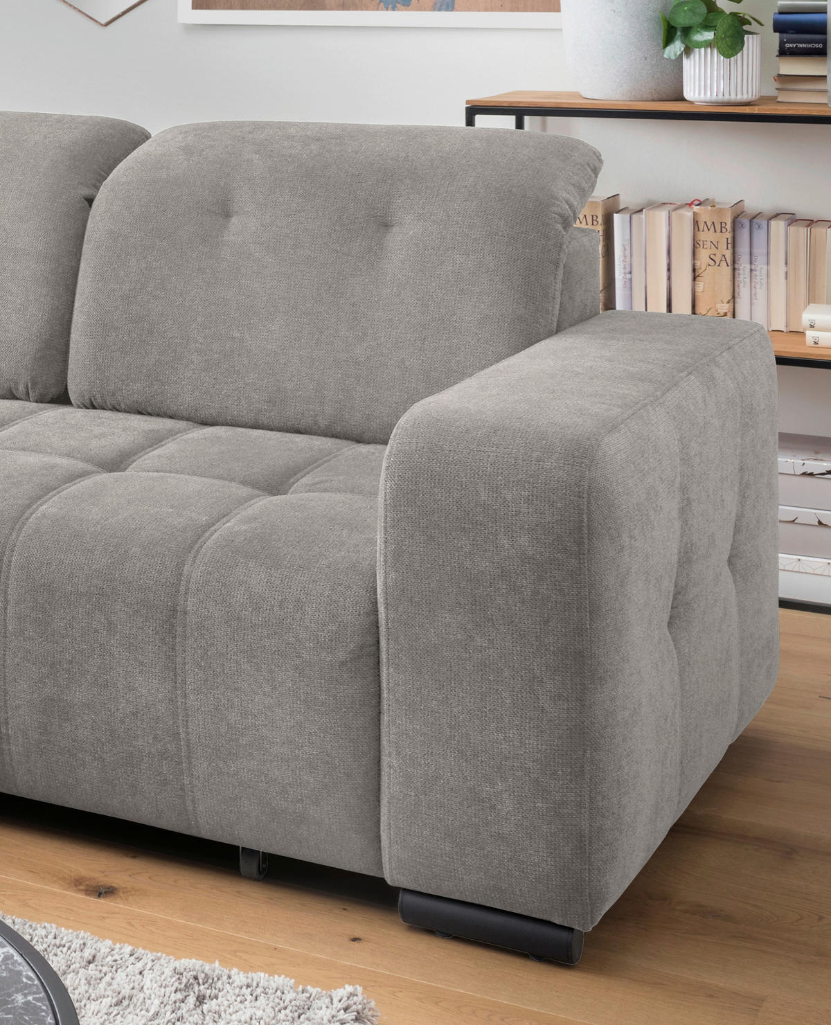 ECKSOFA Mikrofaser Grau  - Schwarz/Grau, Modern, Textil/Metall (185/292cm) - Livetastic