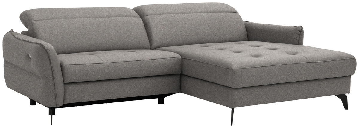 ECKSOFA Flachgewebe Greige  - Greige/Schwarz, Design, Textil/Metall (246/175cm) - Celina