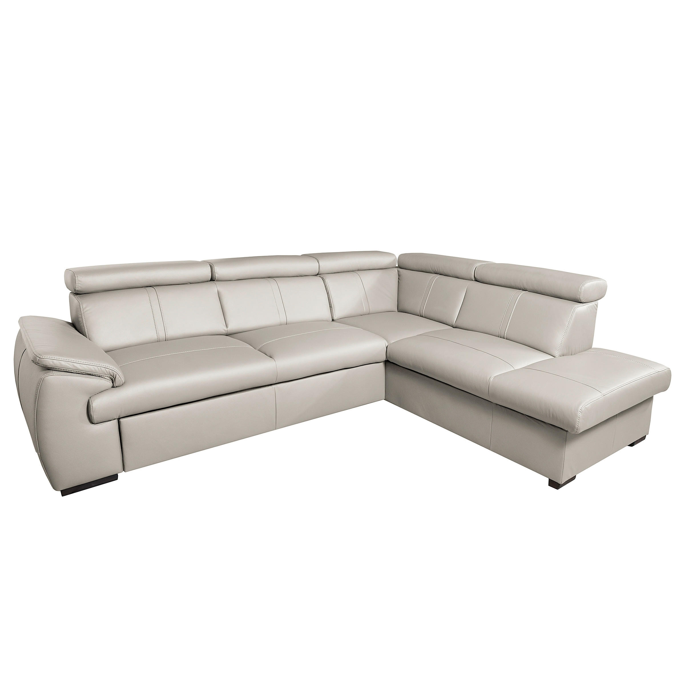 ECKSOFA  in Echtleder Platinfarben  - Platinfarben/Wengefarben, Design, Leder/Holz (265/211cm) - Livetastic