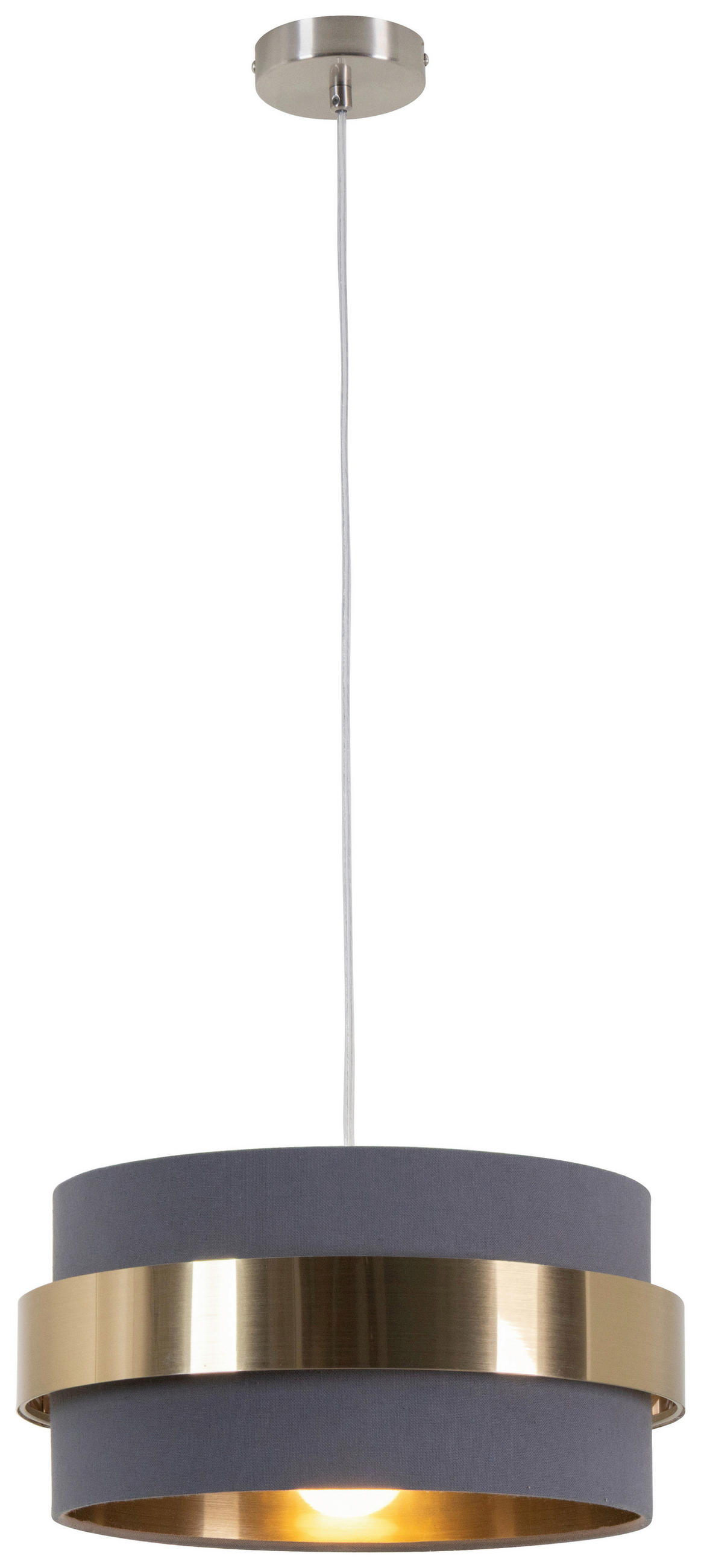 HÄNGELEUCHTE 37/120 cm   - Goldfarben/Grau, MODERN, Kunststoff/Textil (37/120cm) - Novel