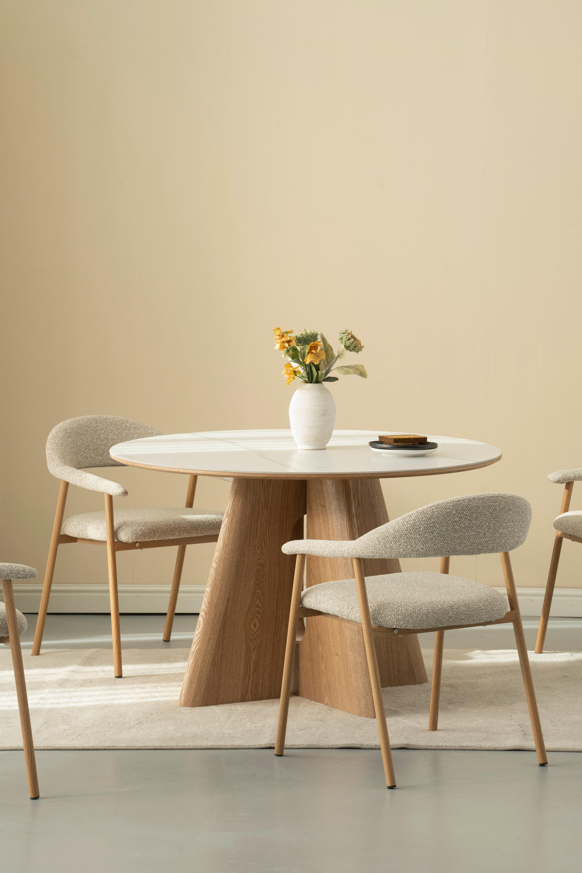 ARMLEHNSTUHL   Bouclé  - Taupe/Walnussfarben, Basics, Holz/Textil (59/75/62cm) - Livetastic