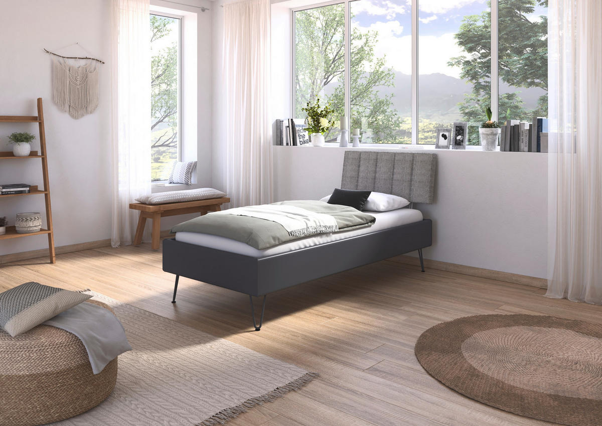 BETT 90/200 cm  in Grau  - Grau, Design, Textil/Metall (90/200cm) - Carryhome