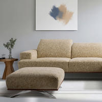 HOCKER PORTLAND Struktur Hellbraun  - Chromfarben/Hellbraun, Design, Holz/Textil (95/46/80cm) - Livetastic