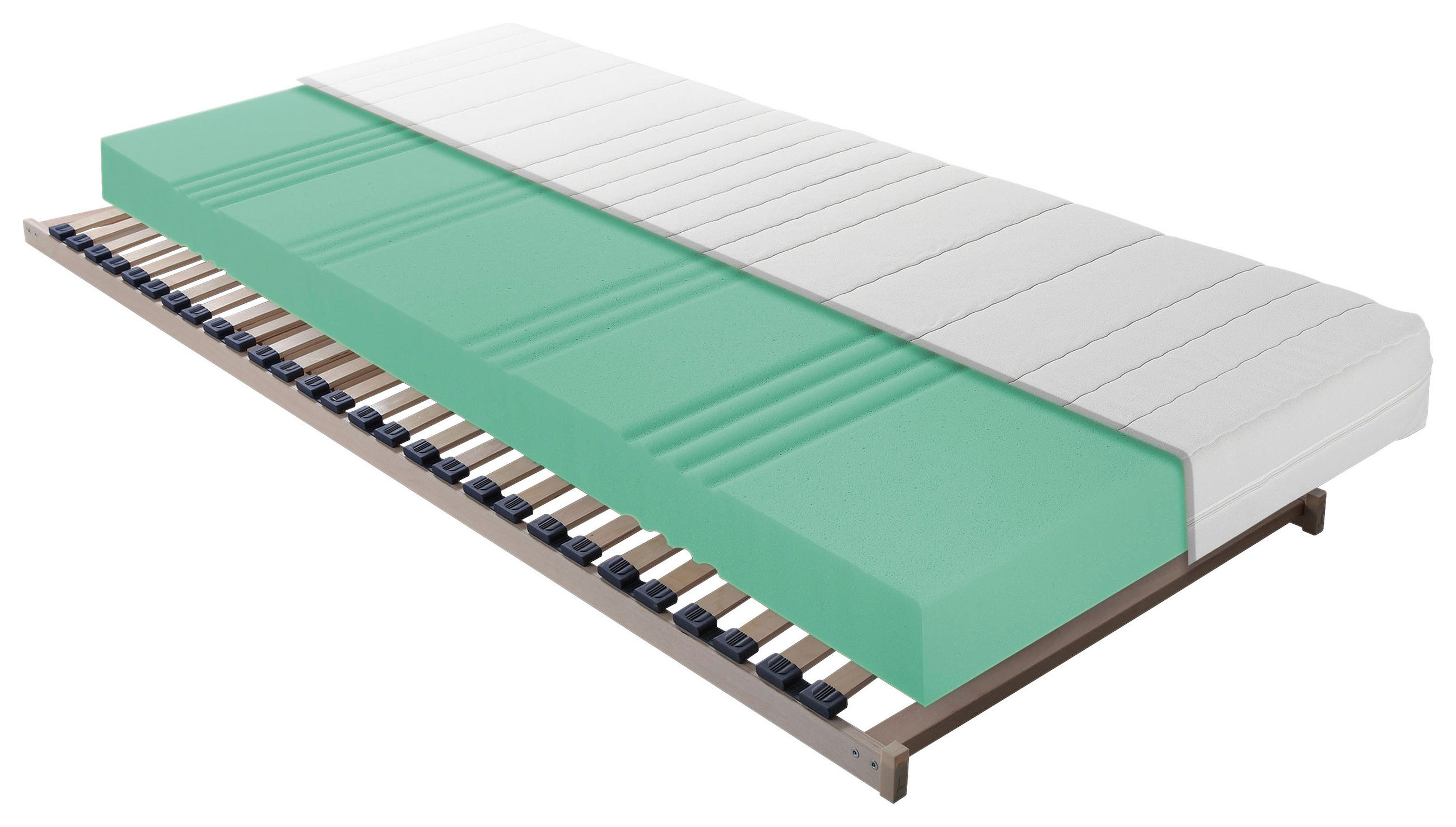 MATRATZENSET 120/200 cm  - Weiss/Birkefarben, Basics, Holz/Textil (120/200cm) - Sleeptex