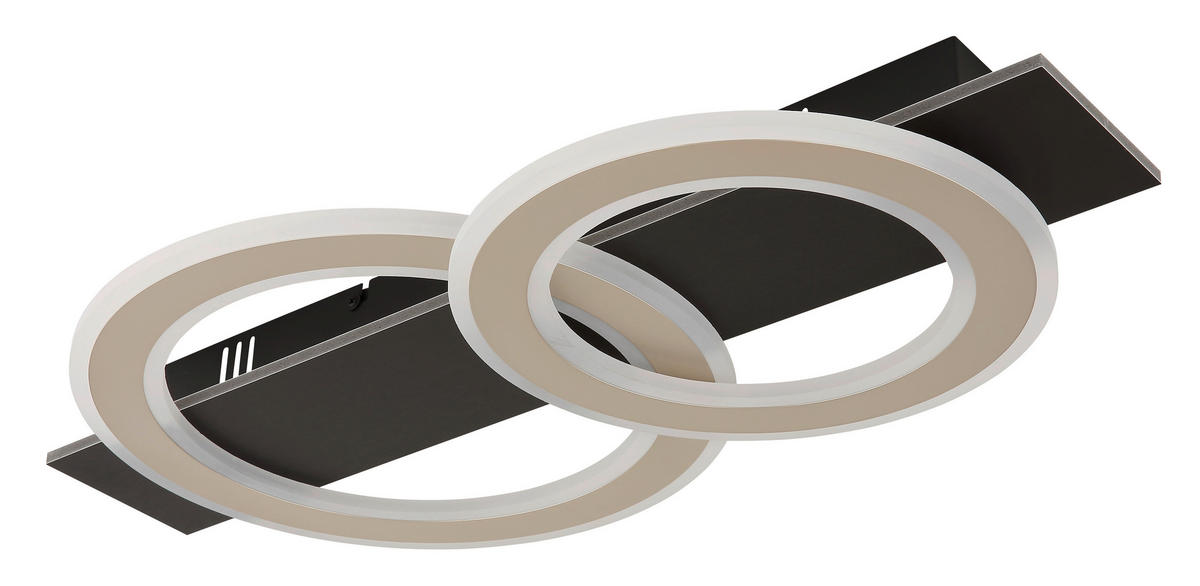 LED-DECKENLEUCHTE    63/35/7 cm  - Champagner/Dunkelbraun, Design, Holzwerkstoff/Kunststoff (63/35/7cm) - Globo