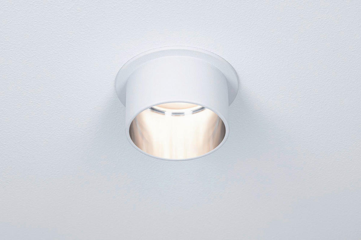 DECKENLEUCHTE   6,8 cm   - Silberfarben/Weiß, Basics, Metall (6,8cm) - Paulmann