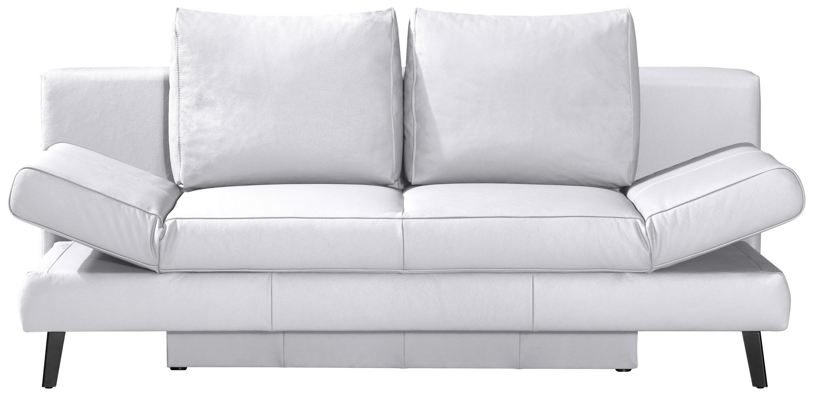 SCHLAFSOFA Echtleder Weiss  - Weiss/Schwarz, Design, Leder/Metall (200/85/90cm) - Novel