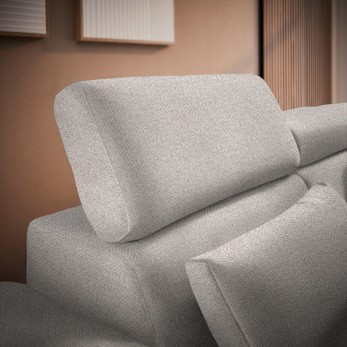 ECKSOFA Sandfarben Velours  - Sandfarben/Schwarz, Design, Textil/Metall (299/264cm) - Novel