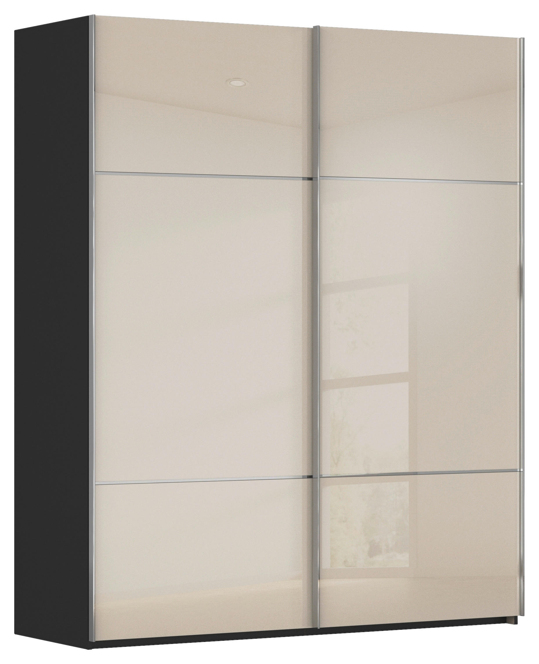 SCHWEBETÜRENSCHRANK 162/223/68 cm 2-türig Schwarz, Champagner  - Champagner/Schwarz, KONVENTIONELL, Glas/Holzwerkstoff (162/223/68cm) - Novel