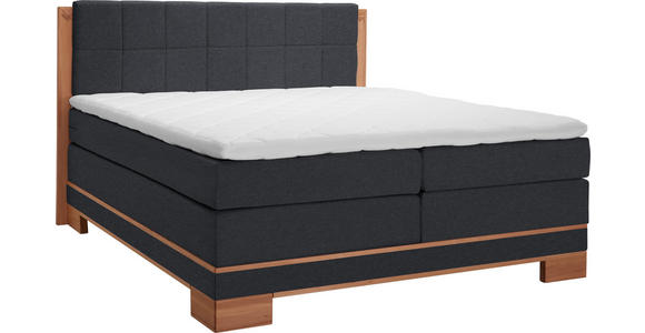 BOXSPRINGBETT 180/200 cm  in Buchefarben, Dunkelgrau  - Dunkelgrau/Buchefarben, Natur, Holz/Textil (180/200cm) - Linea Natura