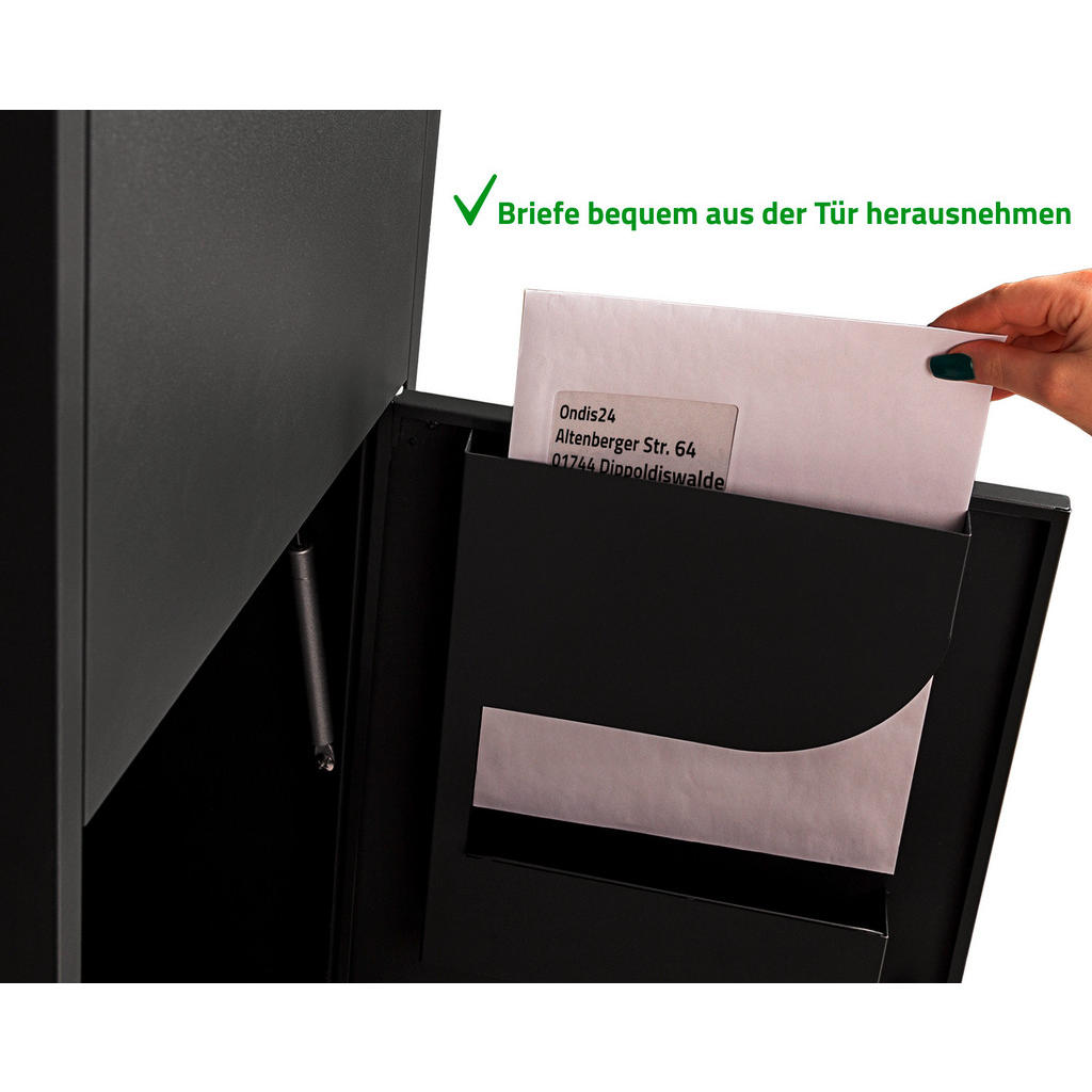 Thumbnail - Ambia Garden Paketbox, Schwarz, Metall, 39.5x118.5x38.5 cm, 2 Schlüssel, Einwurföffnung mit Klappe, Gartenzubehör, Paket...