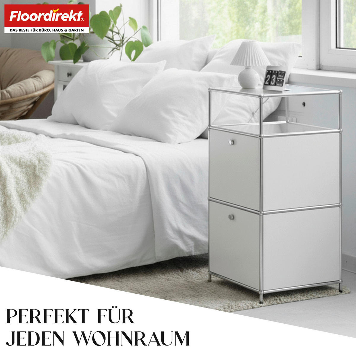 REGAL Weiß  - Weiß, Basics, Metall (50/100/40cm) - Floordirekt