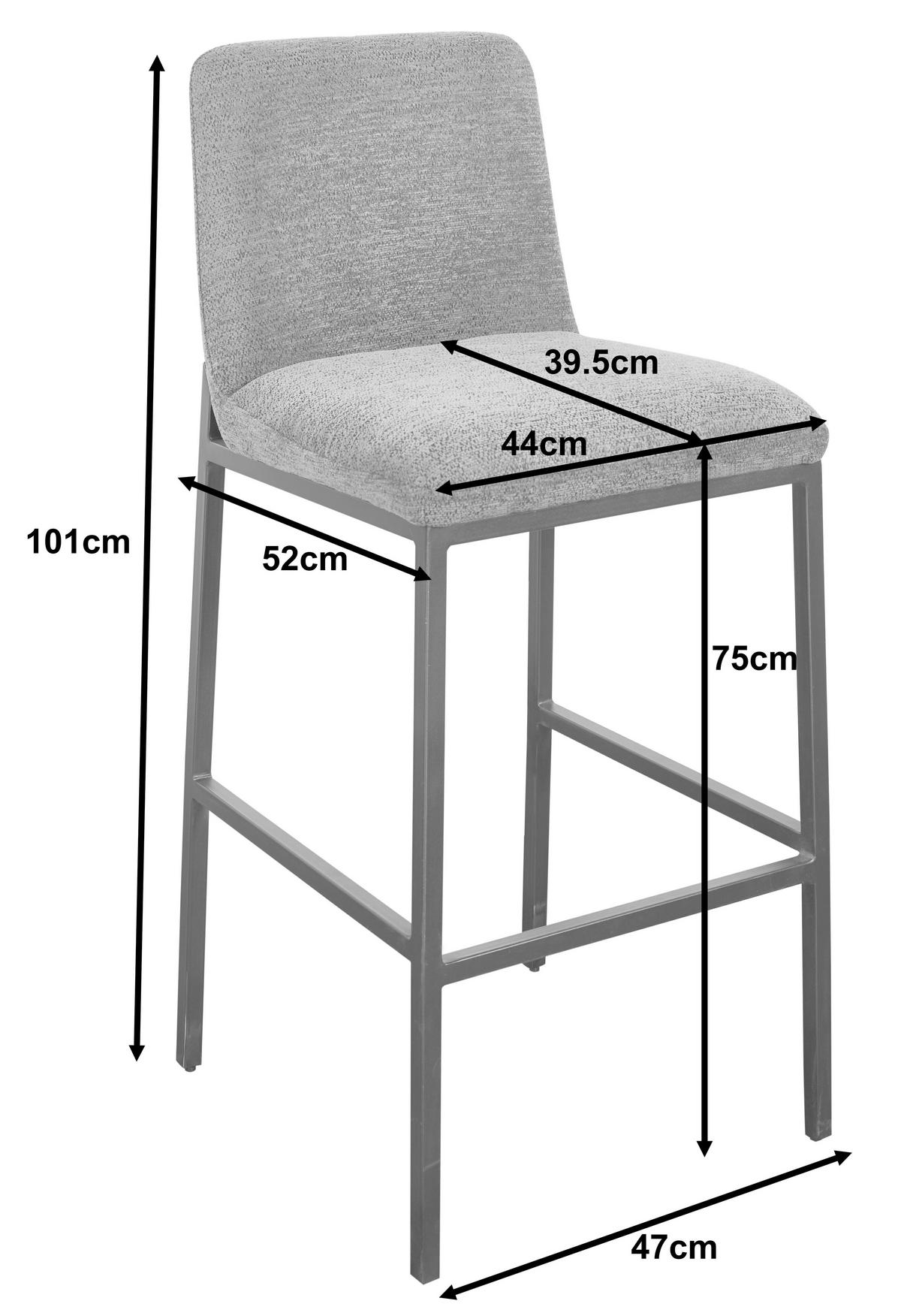 BARHOCKER in Grau, Schwarz  - Schwarz/Grau, MODERN, Textil/Metall (44,5/101/50,5cm) - Livetastic