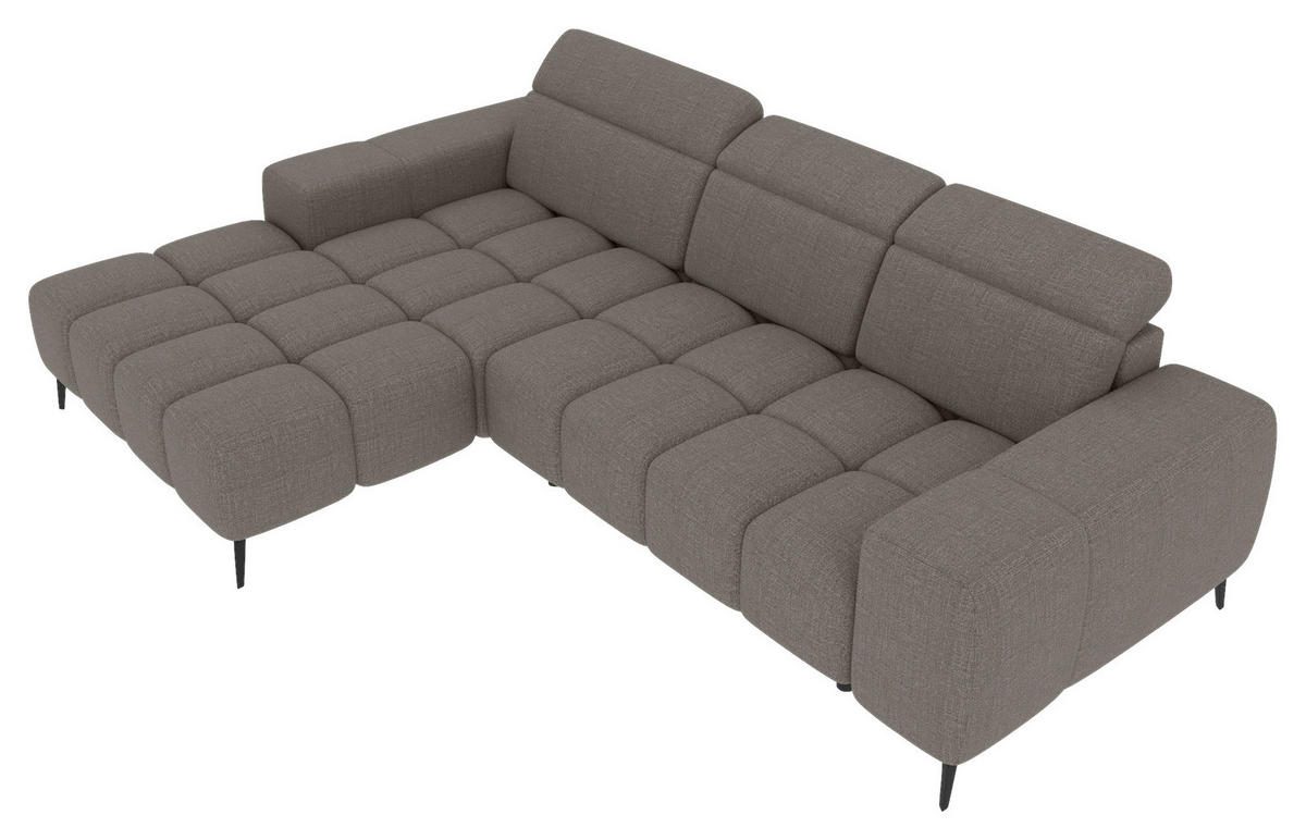 ECKSOFA Taupe Flachgewebe Rücken echt, Kopfteilverstellung, Sitztiefenverstellung  - Taupe/Schwarz, KONVENTIONELL, Kunststoff/Textil (171/273cm) - Carryhome