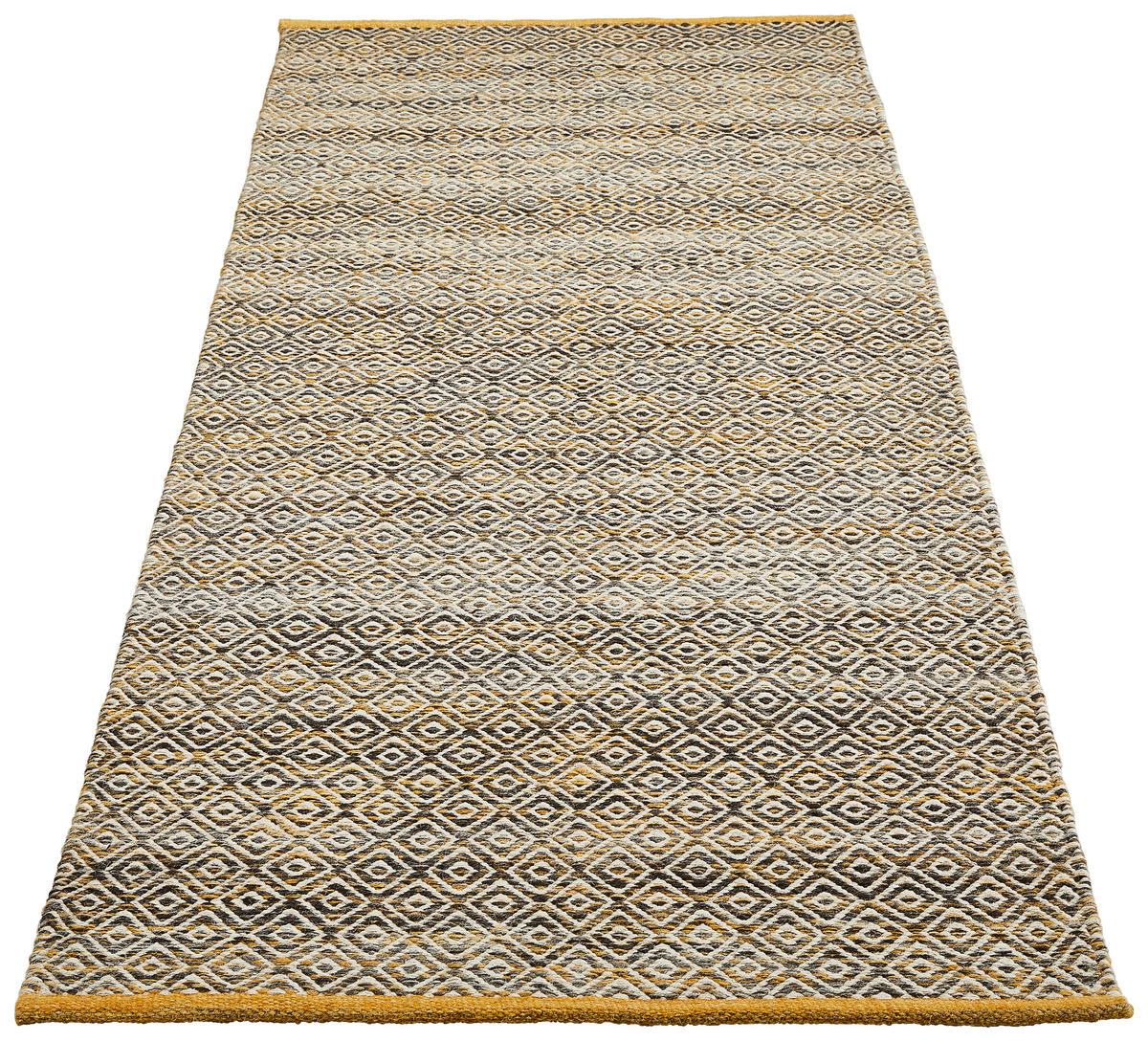 HANDWEBETEPPICH Jupiter 80/200 cm Jupiter  - Currygelb, Natur, Textil (80/200cm) - Linea Natura