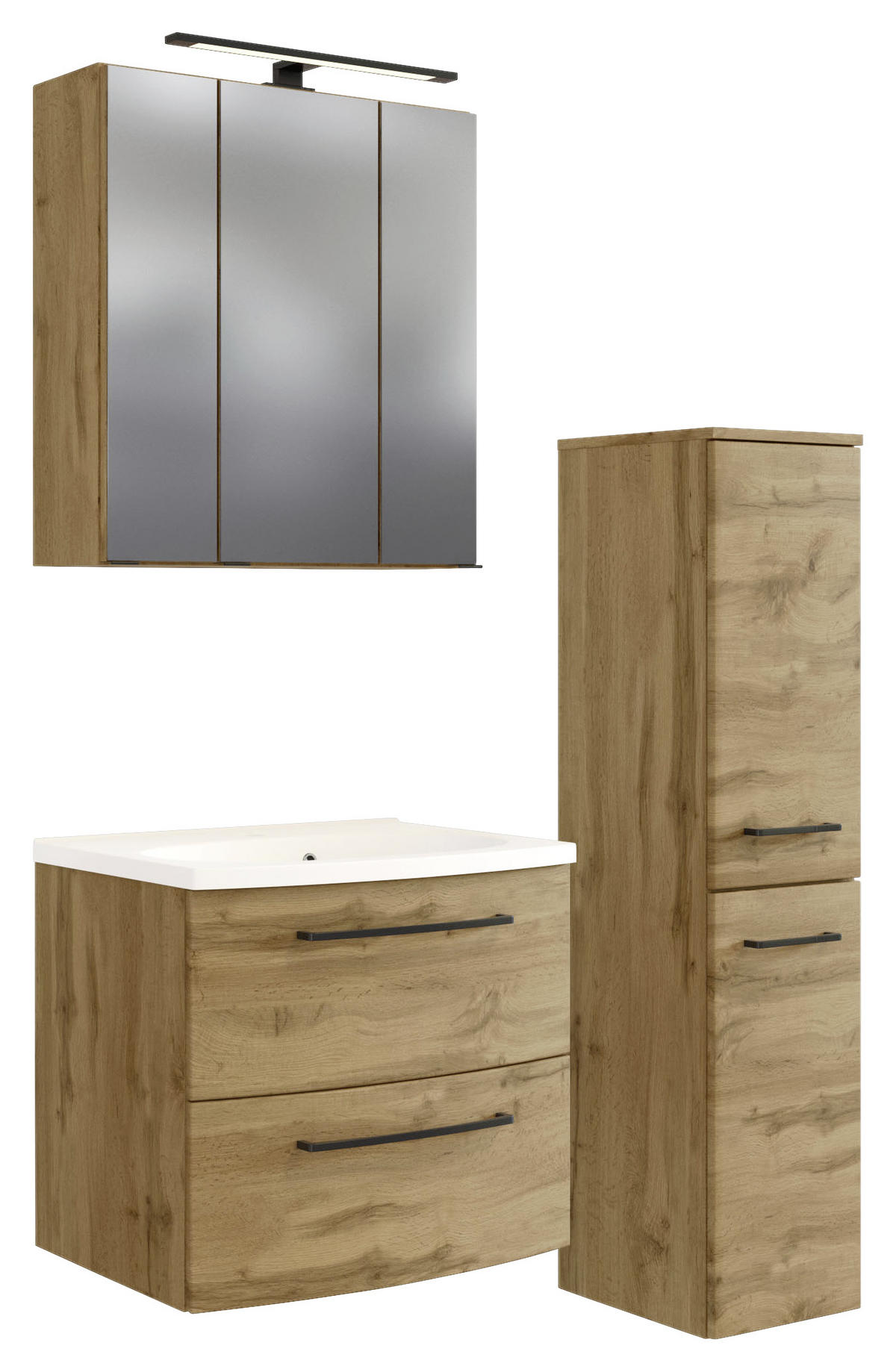 BADEZIMMER  in 90 cm  - Weiss/Eichefarben, Modern, Keramik/Holzwerkstoff (90cm) - Held