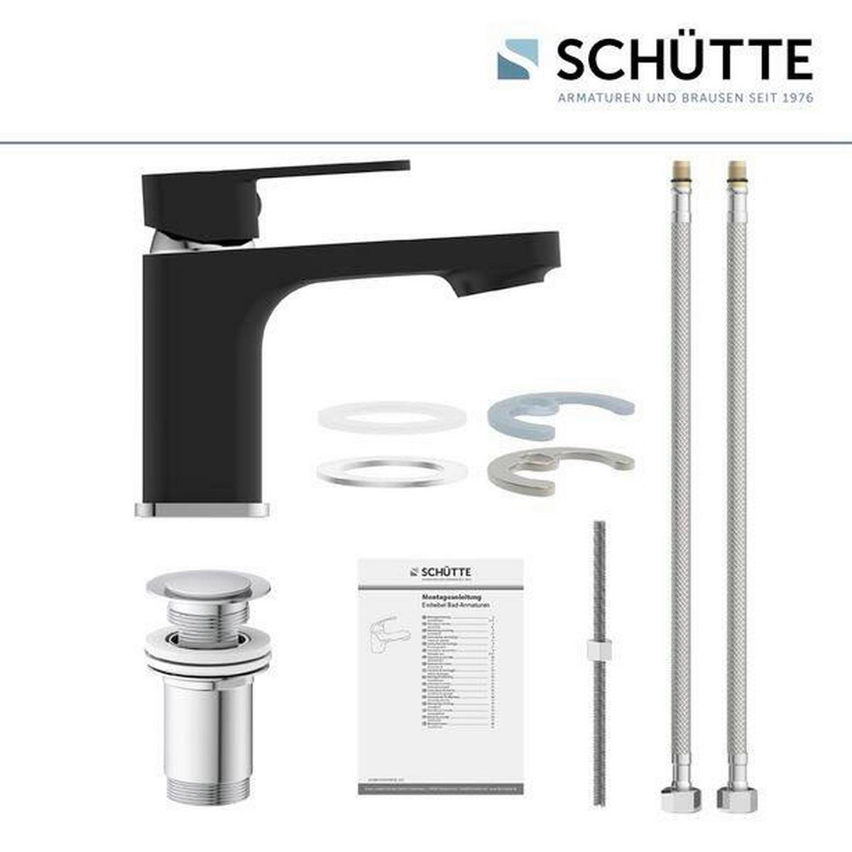 WASCHTISCHARMATUR MADAGASKAR  - Chromfarben/Schwarz, Basics, Metall (5,5/16/16cm) - Schütte