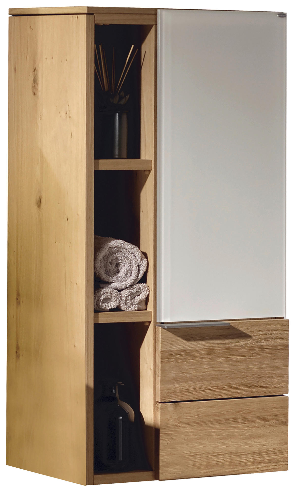 MIDISCHRANK 48/96/35 cm  - Eichefarben/Alufarben, Design, Glas/Holz (48/96/35cm) - Voglauer