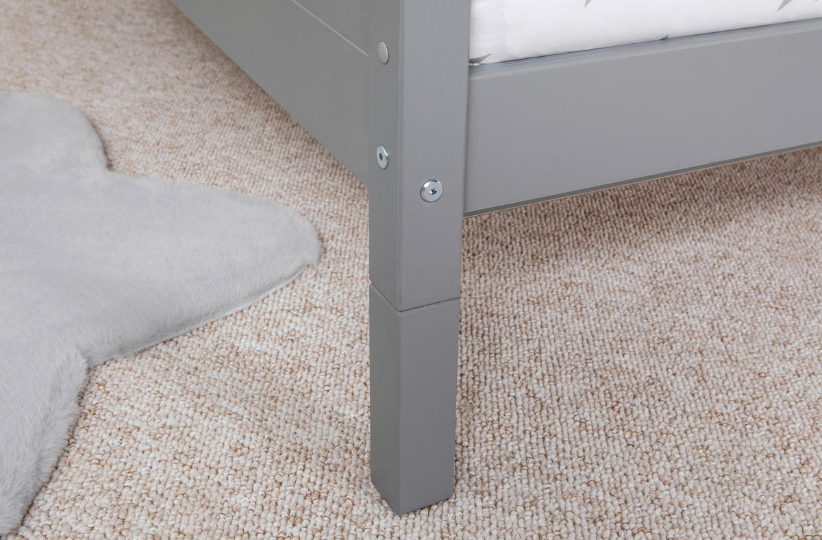 AUSZIEHBETT 140/200 cm  in Hellgrau  - Hellgrau/Naturfarben, MODERN, Holz (140/200cm) - MID.YOU