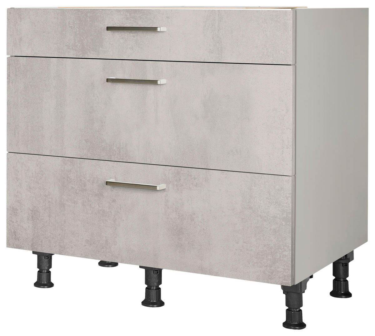 SCHUBKASTENUNTERSCHRANK 90/87/56 cm  in Hellgrau  - Edelstahlfarben/Hellgrau, MODERN, Holzwerkstoff/Metall (90/87/56cm) - Nobilia
