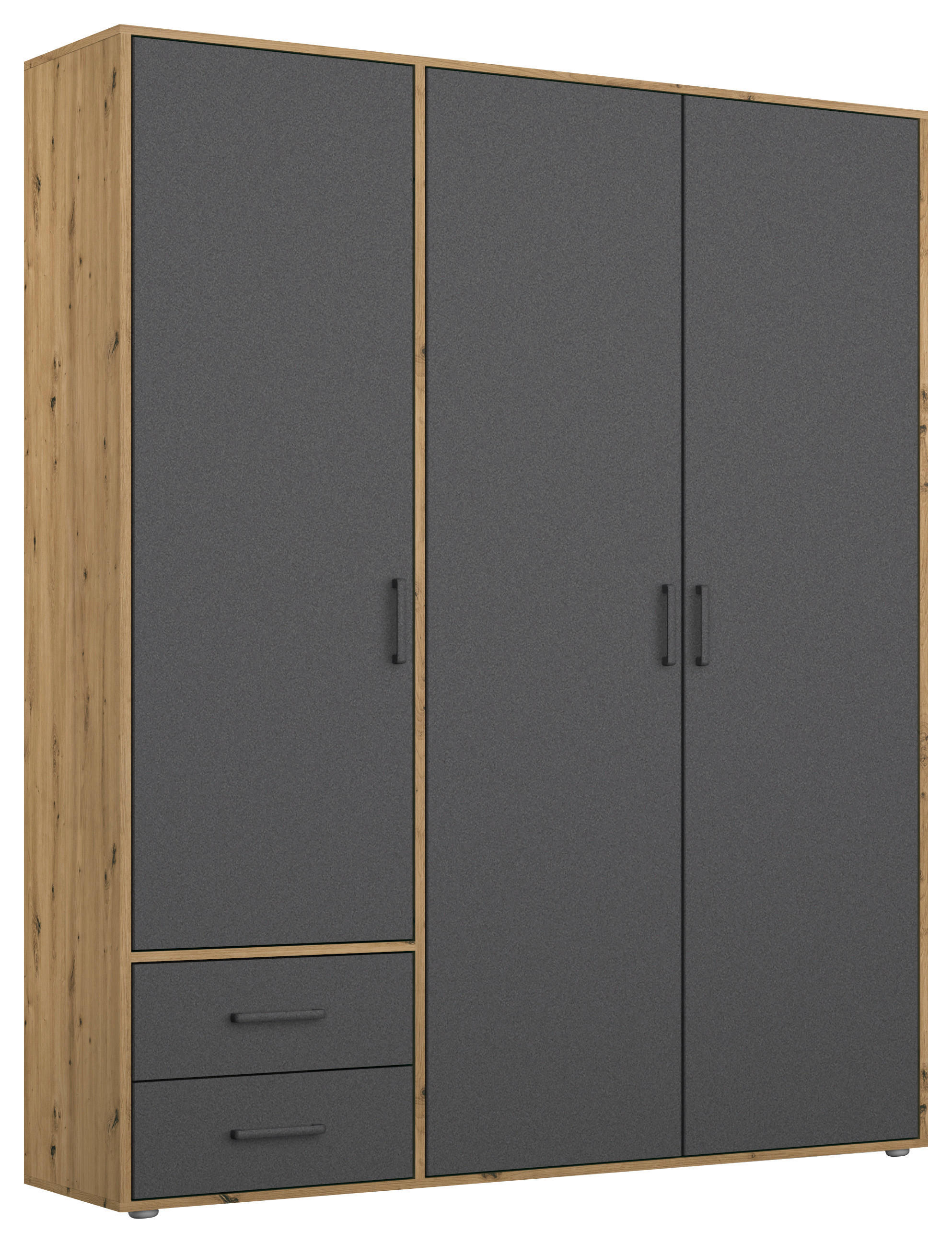 DREHTÜRENSCHRANK 140/194/53 cm 3-türig Grau, Eiche Artisan  - Eiche Artisan/Grau, MODERN, Holzwerkstoff/Kunststoff (140/194/53cm) - Rauch Möbel