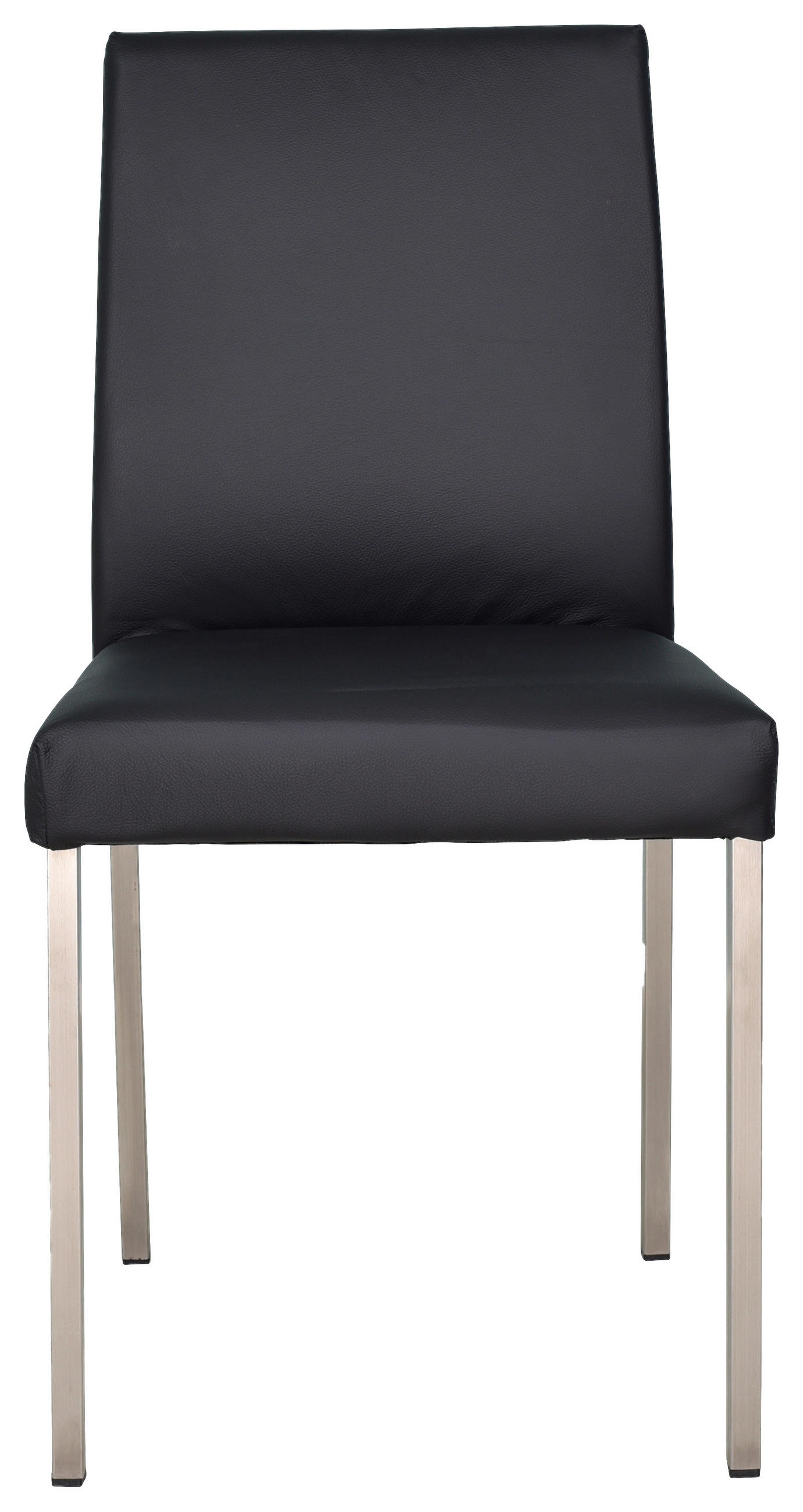 STUHL  in Echtleder  - Edelstahlfarben/Schwarz, Konventionell, Leder/Metall (45/89/44cm)