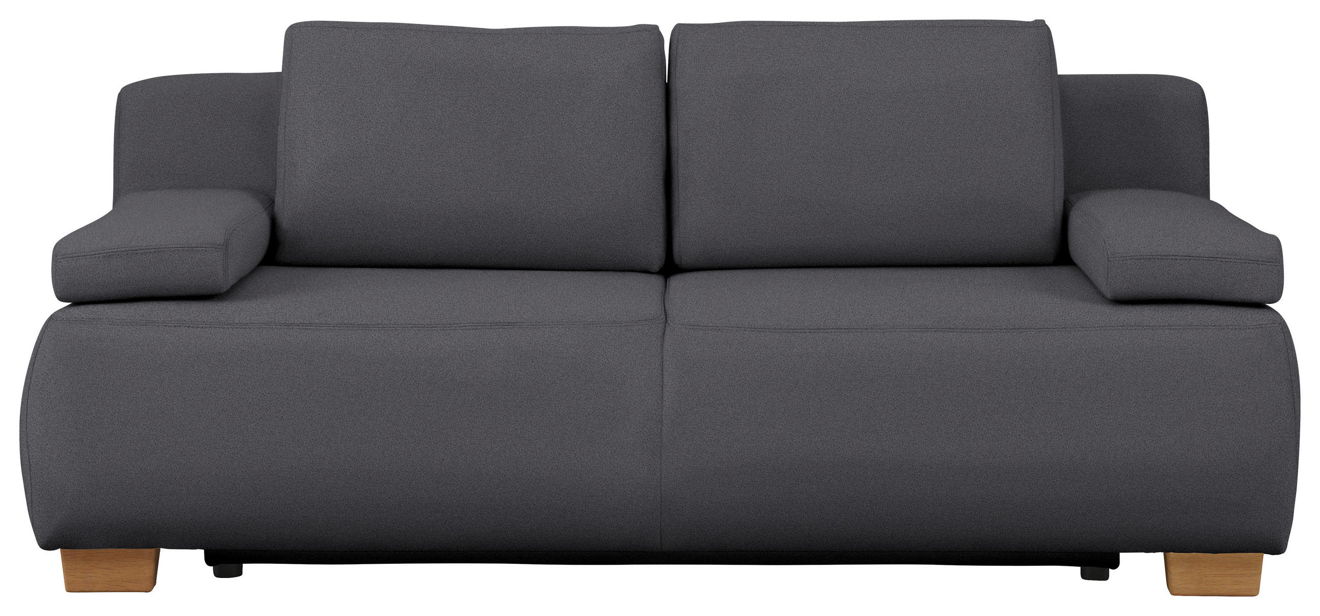 BOXSPRINGSOFA Webstoff Grau  inkl. Rückenkissen, Armlehnenkissen, Bettkasten, Schlaffunktion, Rücken echt  - Naturfarben/Grau, Design, Holz/Textil (205/93/108cm) - Venda
