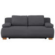 BOXSPRINGSOFA Webstoff Grau  inkl. Rückenkissen, Armlehnenkissen, Bettkasten, Schlaffunktion, Rücken echt  - Naturfarben/Grau, Design, Holz/Textil (205/93/108cm) - Venda
