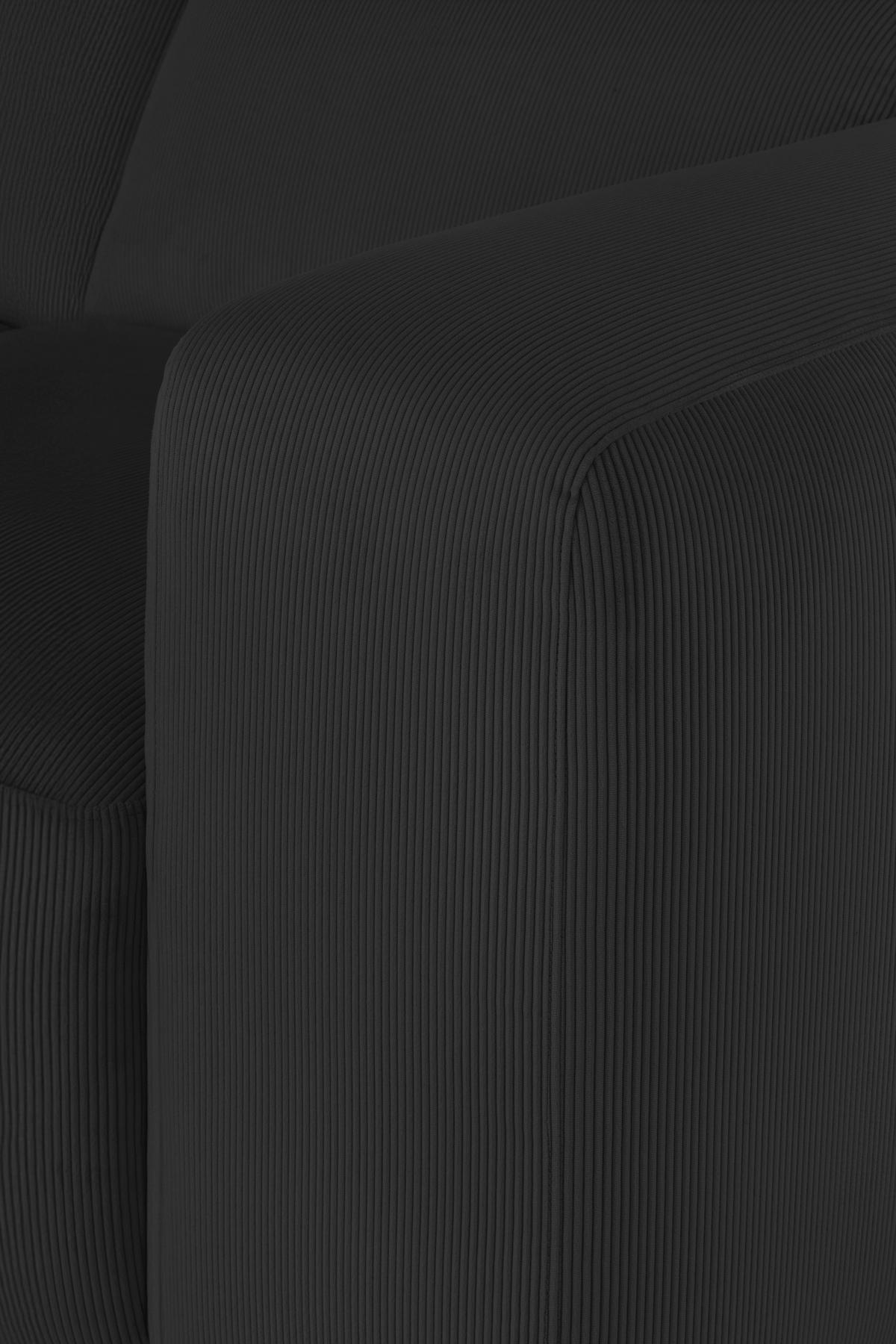 ECKSOFA HANNAH Schwarz Cord  - Schwarz, Design, Kunststoff/Textil (200/304cm) - MID.YOU