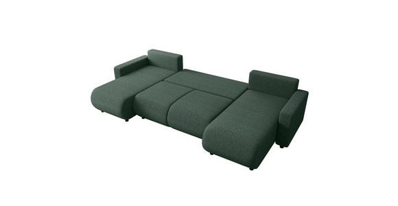 WOHNLANDSCHAFT Grün Webstoff  - Schwarz/Grün, MODERN, Kunststoff/Textil (150/312/150cm) - Xora