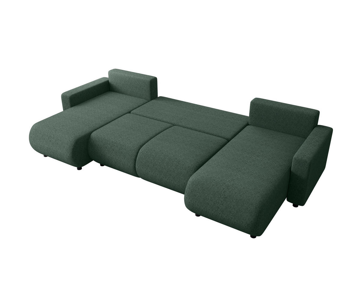 WOHNLANDSCHAFT Grün Webstoff  - Schwarz/Grün, MODERN, Kunststoff/Textil (150/312/150cm) - Xora