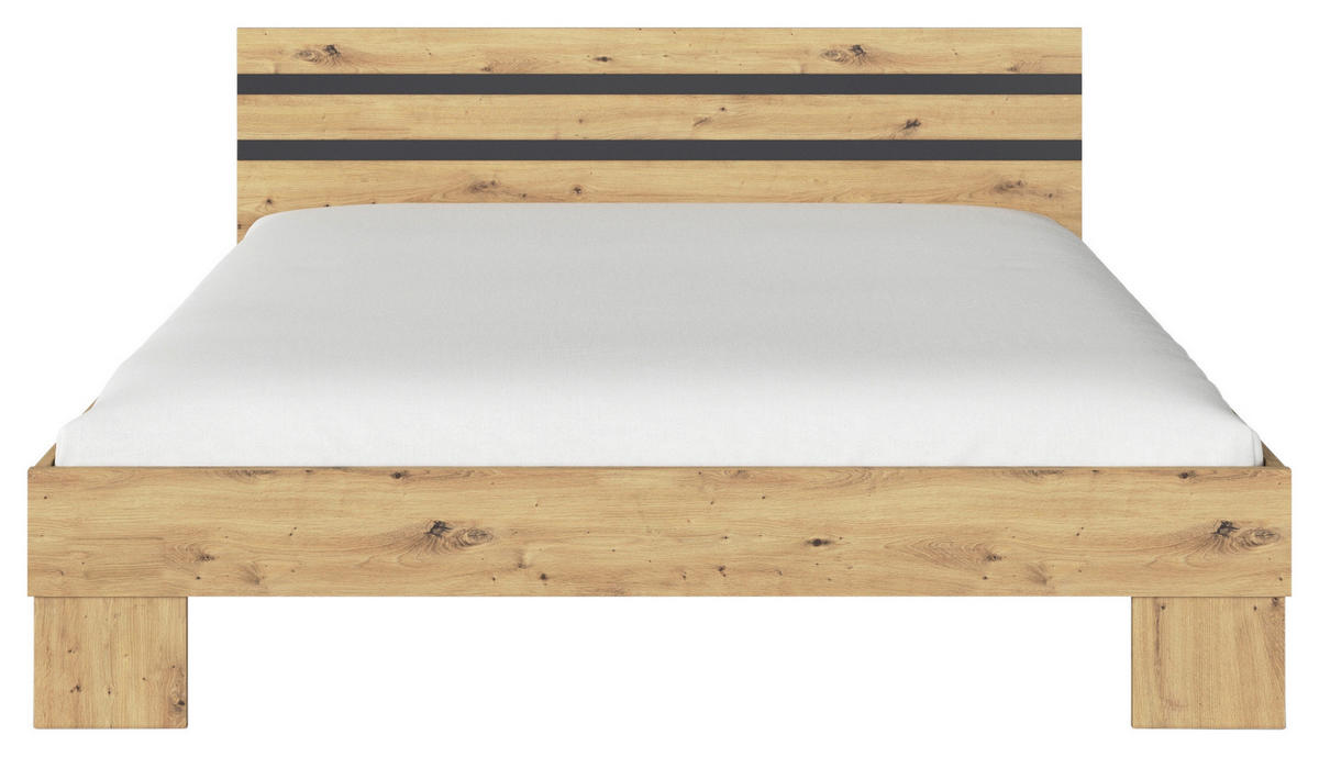 BETT 180/200 cm  in Grau, Eiche Artisan  - Eiche Artisan/Grau, KONVENTIONELL (180/200cm)