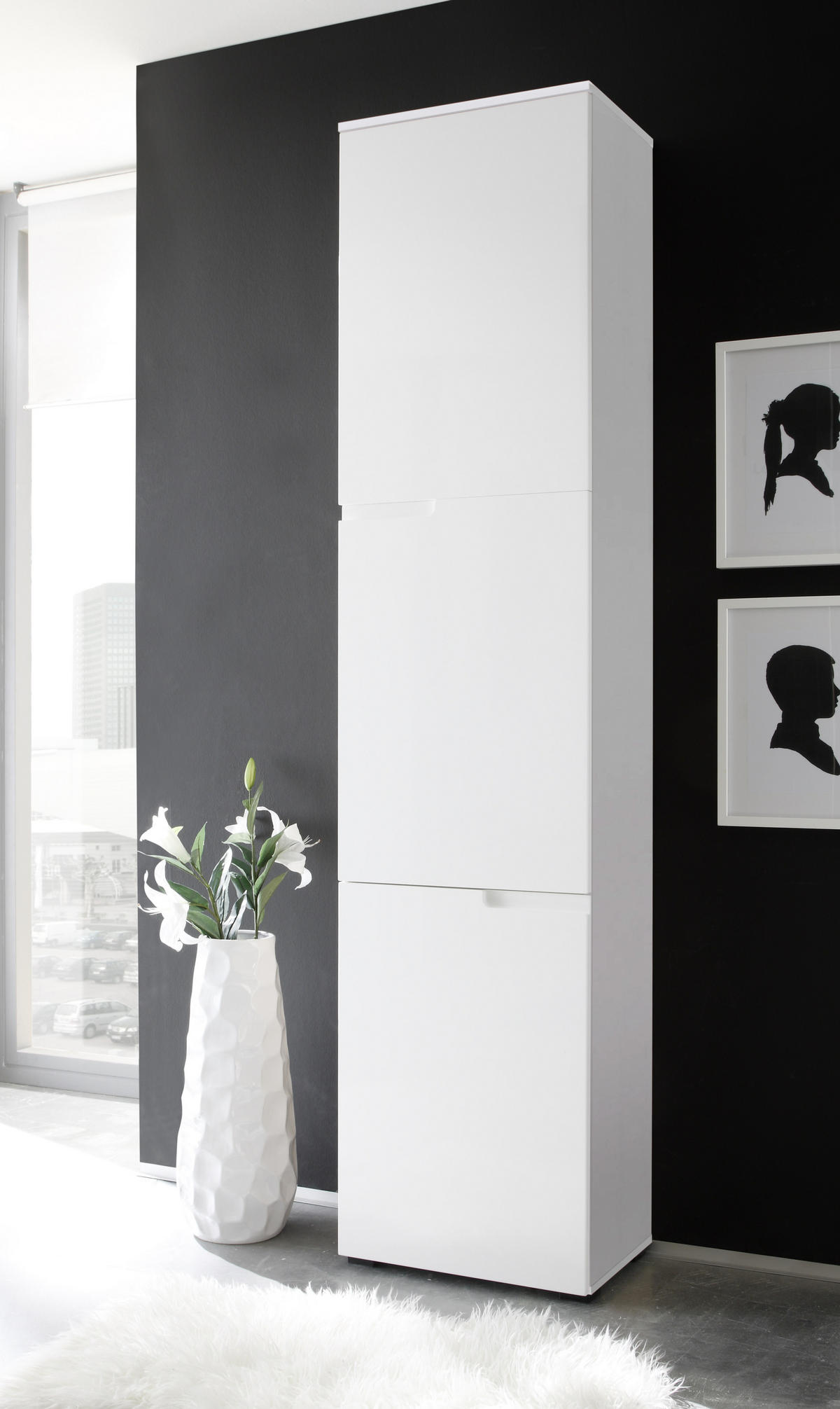 VEČNAMENSKA OMARA, bela - bela/barve aluminija, Design, leseni material (50/216/35cm) - Xora