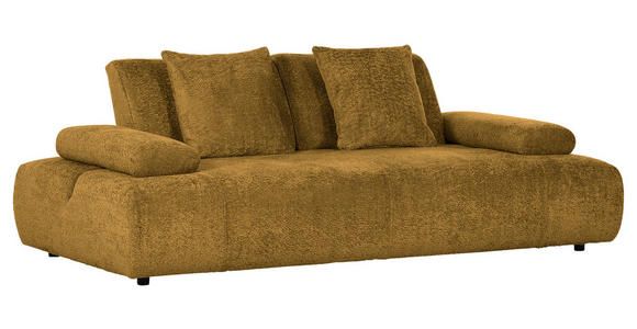 SCHLAFSOFA in Chenille Senfgelb - Senfgelb/Schwarz, KONVENTIONELL, Kunststoff/Textil (235-255/80/116-138cm) - Carryhome