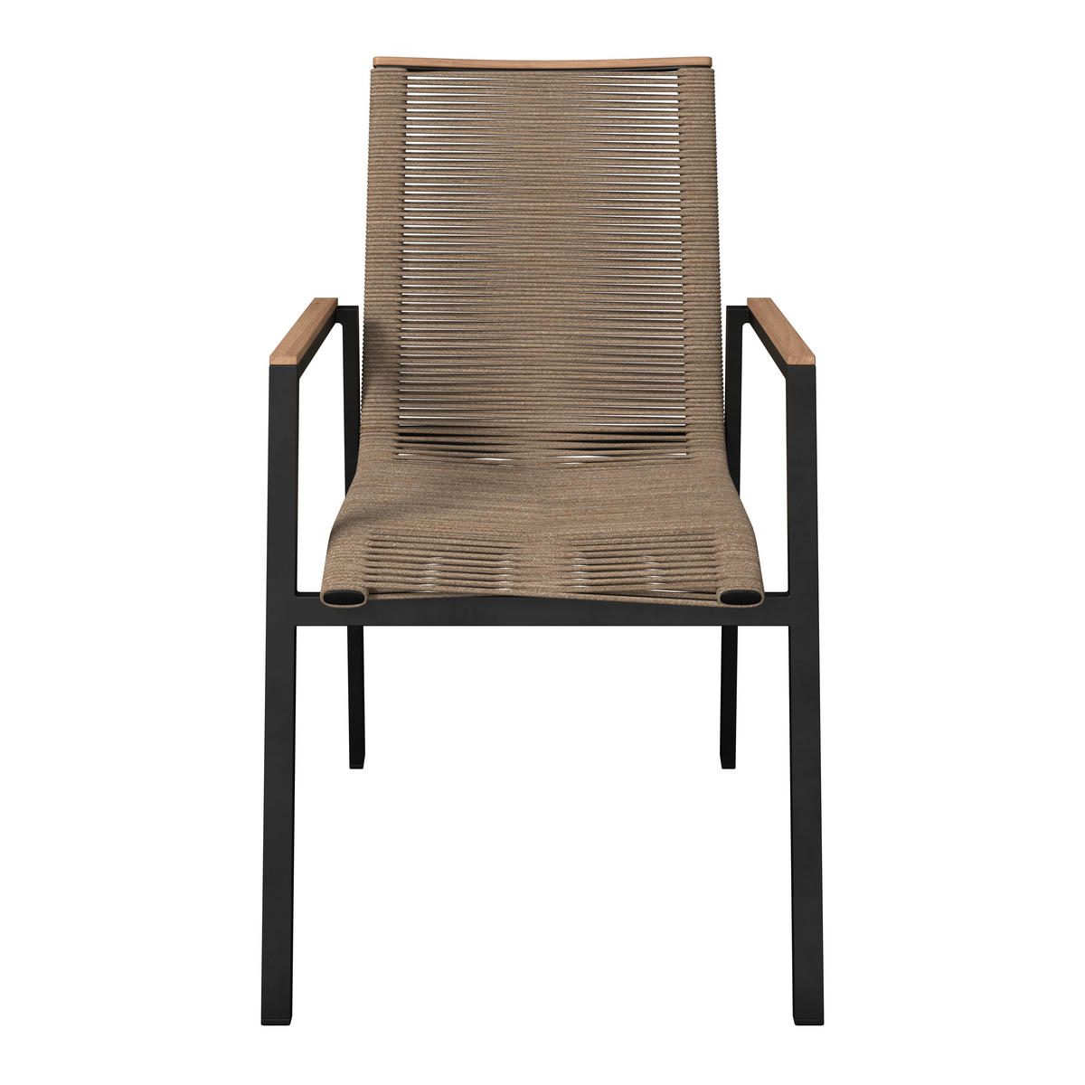 STAPELSESSEL Teakholz Aluminium Anthrazit, Sandfarben, Teakfarben  - Sandfarben/Anthrazit, Design, Holz/Textil (56/90/66cm) - Amatio