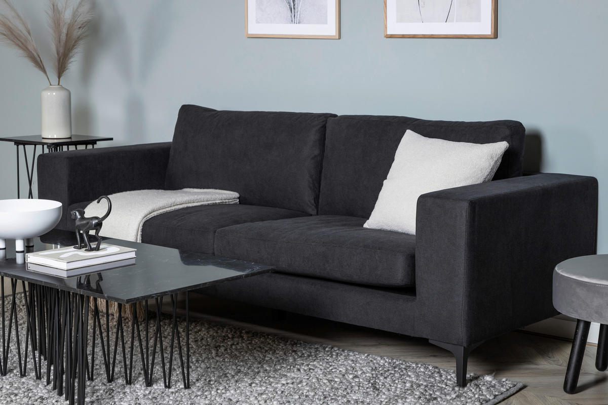 2-SITZER-SOFA Schwarz  - Schwarz, Design, Kunststoff/Textil (215/84/88cm) - Livetastic