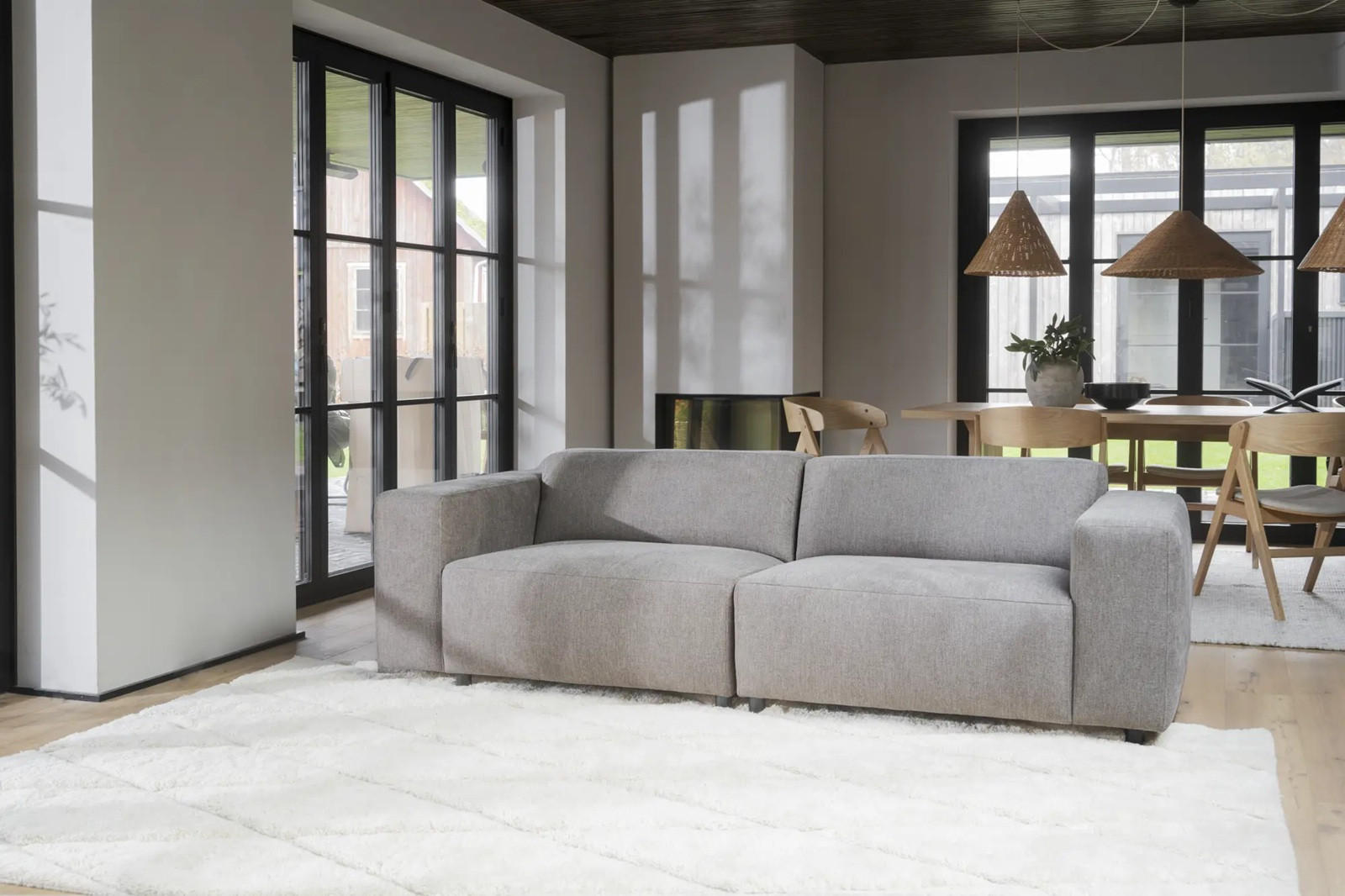 3-SITS SOFFA i beige  - beige/svart, Klassisk, metall/trä (236/70/98cm) - Rowico