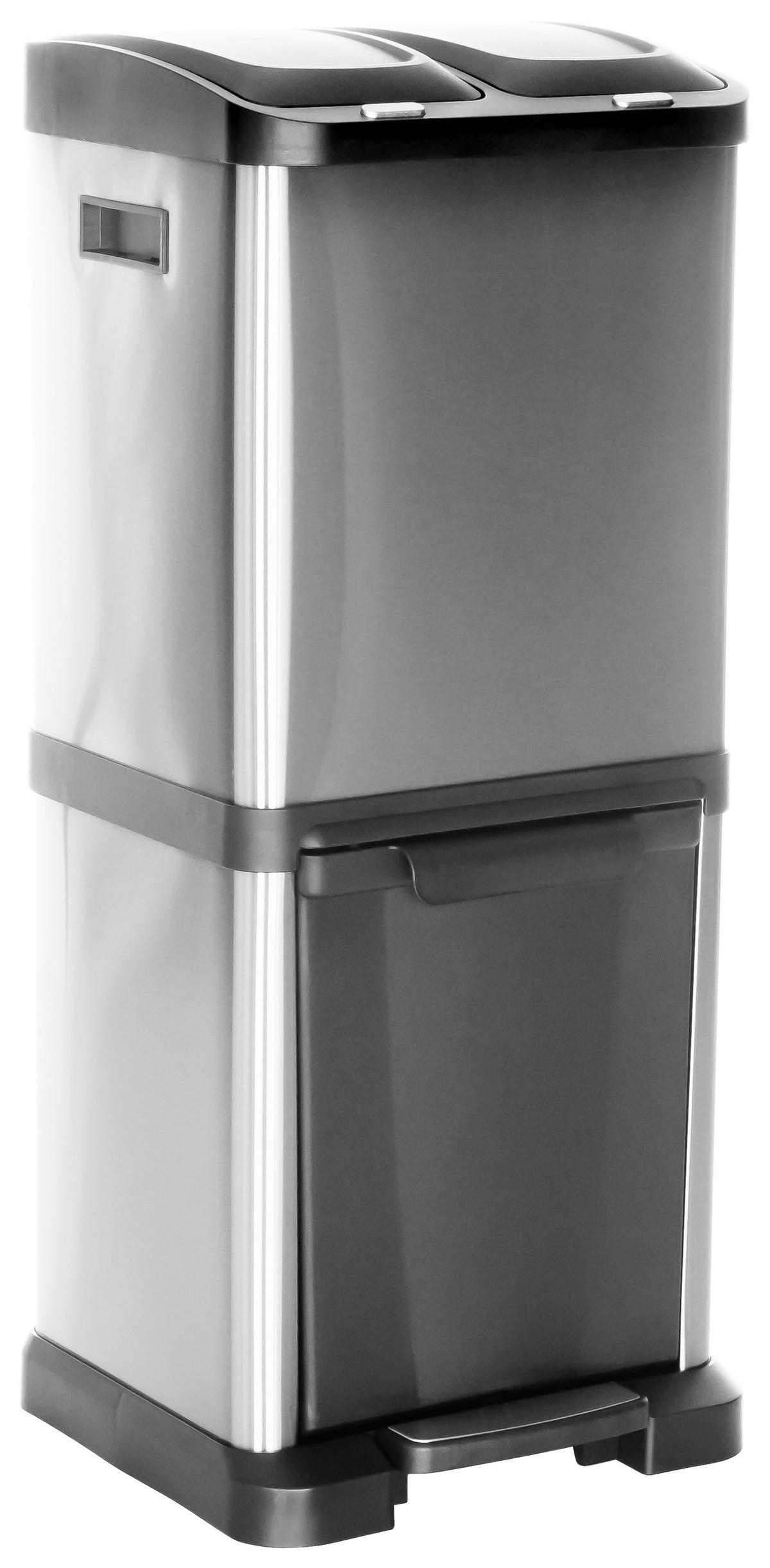 ABFALLSAMMLER 32 L  - Silberfarben/Schwarz, Basics, Kunststoff/Metall (32/78/32cm) - MID.YOU