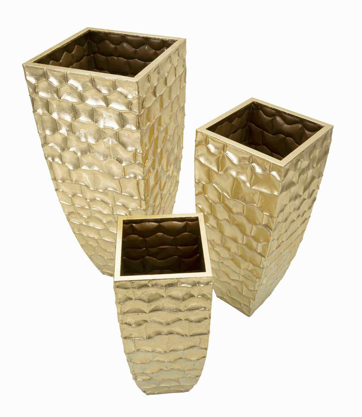 Vase Goldely Set 3  - Goldfarben, Basics, Metall (38/94/38cm)