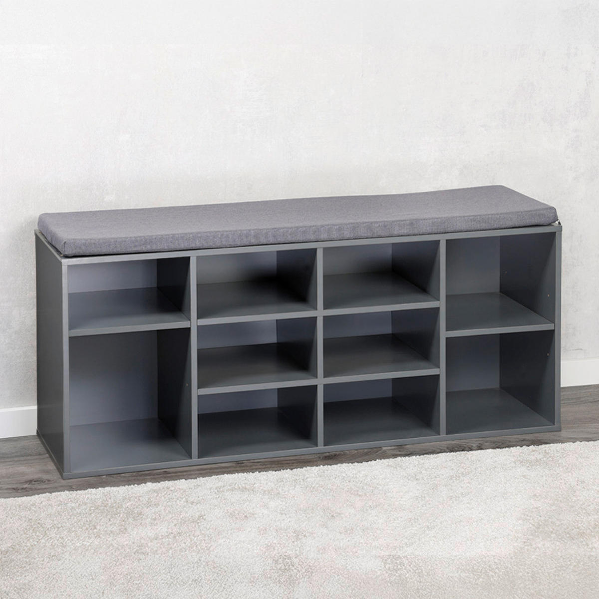 SCHUHSCHRANK Grau  - Grau, Design, Holzwerkstoff/Textil (103.5/48/29.5cm) - Kesper