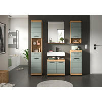 BADEZIMMER 5-teilig  in 134 cm  - Salbeigrün/Eichefarben, MODERN, Glas/Holzwerkstoff (134cm) - MID.YOU