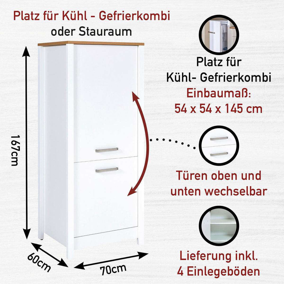 KÜCHENLEERBLOCK   in Weiß, Eiche Artisan  - Silberfarben/Weiß, MODERN, Glas/Holzwerkstoff (430/167/60cm) - home24