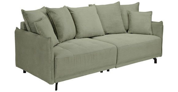 BIGSOFA in Cord Olivgrün - Schwarz/Olivgrün, Design, Textil/Metall (226/91/103cm) - Carryhome