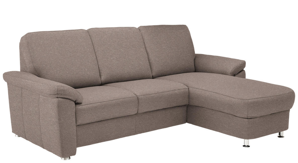 ECKSOFA in Webstoff Graubraun  - Chromfarben/Graubraun, Konventionell, Textil/Metall (220/163cm) - Beldomo System
