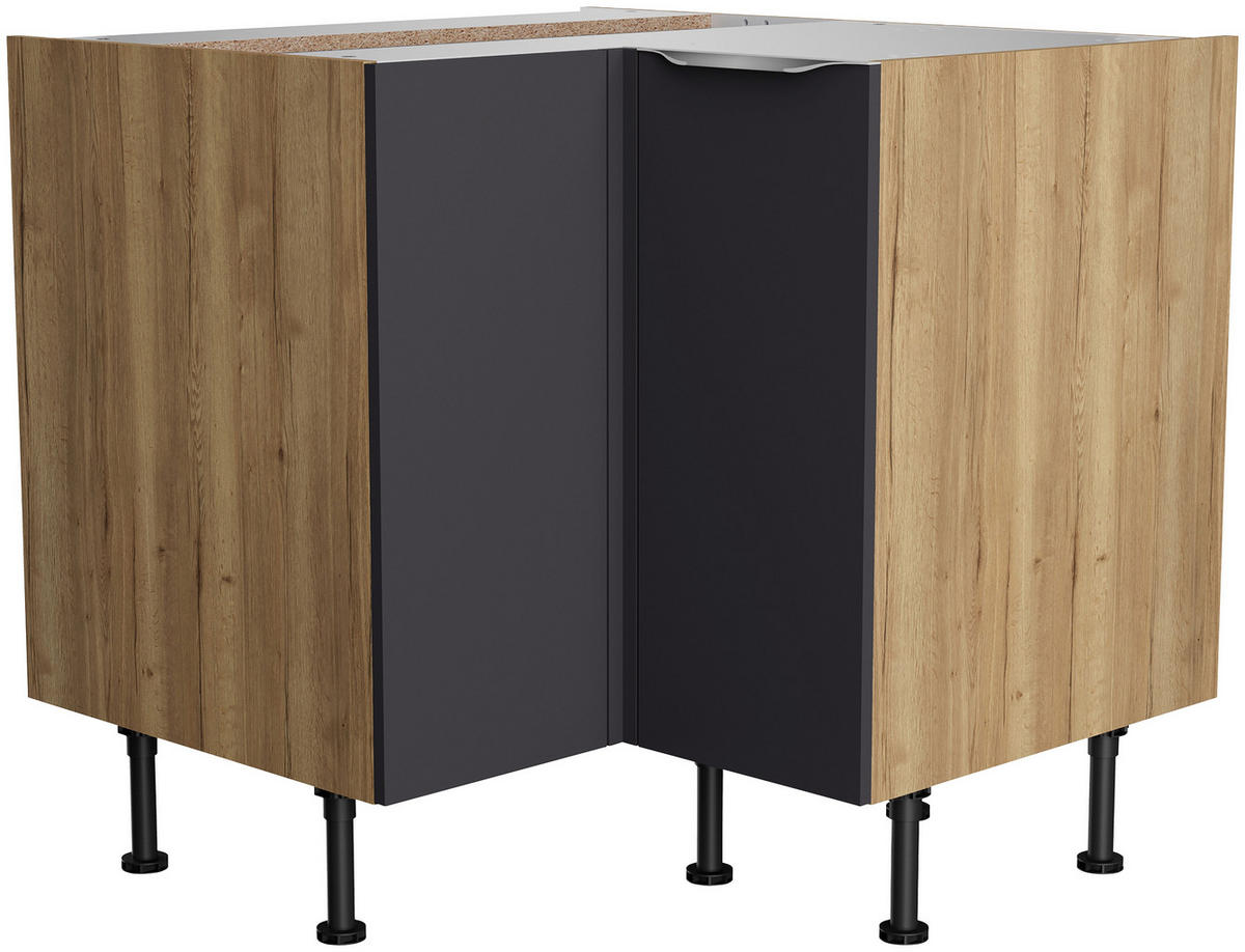 ECKKÜCHE 200/270 cm  in Anthrazit, Eichefarben  - Edelstahlfarben/Eichefarben, Basics, Holzwerkstoff/Metall (200/270cm) - Optifit