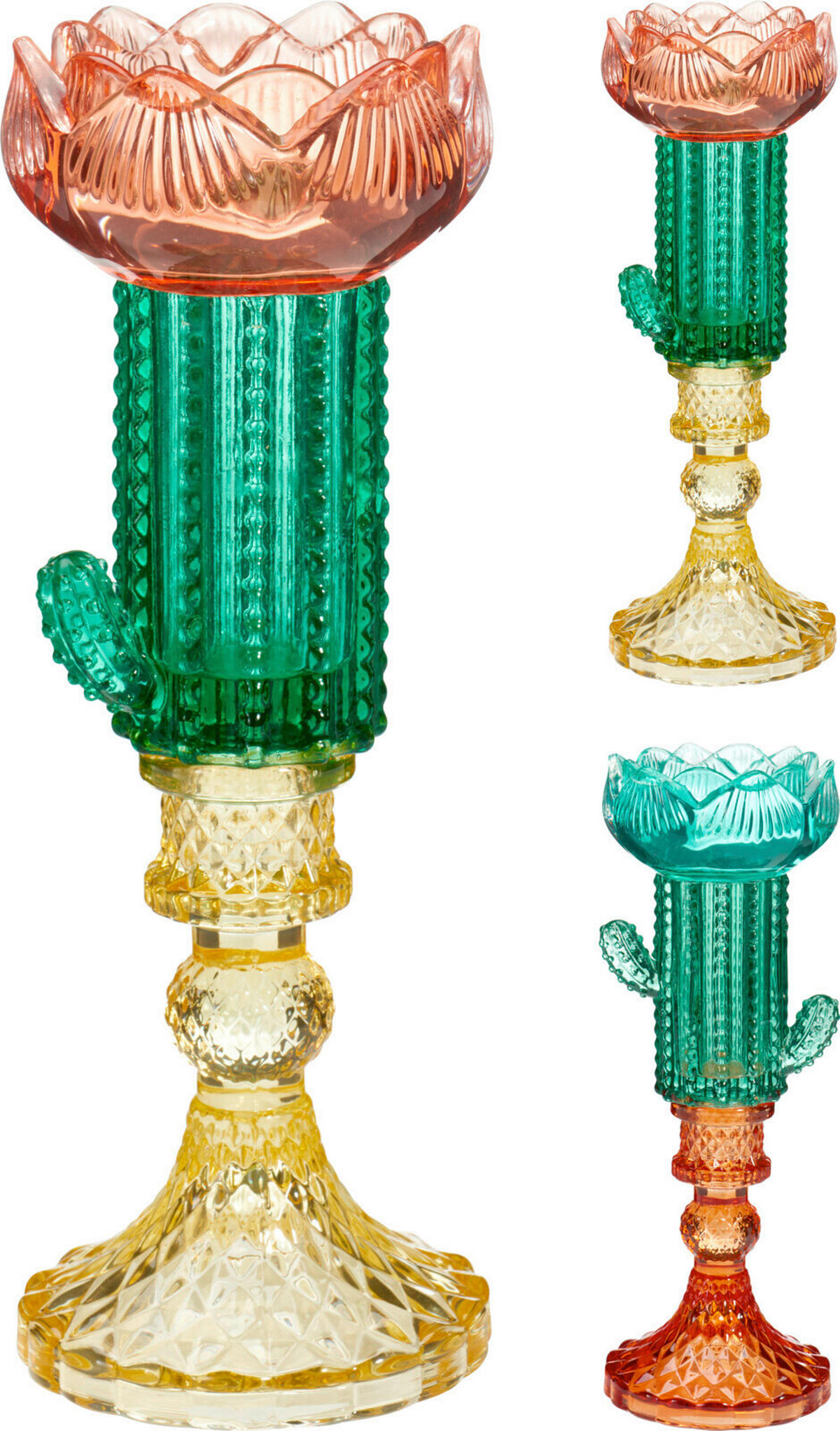 TEELICHTHALTER - Blau/Dunkelgrün, Design, Glas (8/22/8cm)