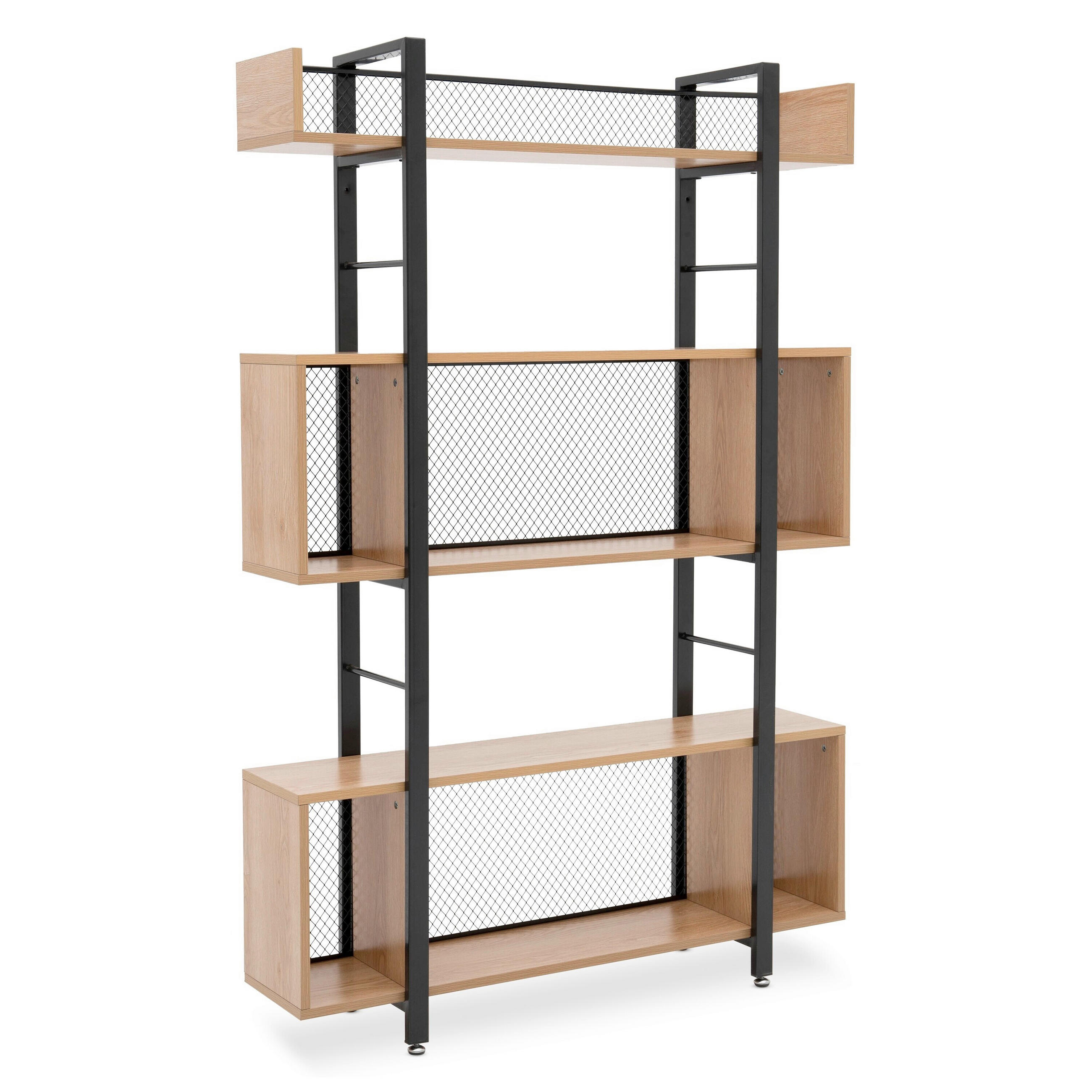 REGAL  120/180/30 cm Naturfarben, Schwarz  - Schwarz/Naturfarben, Design, Holzwerkstoff/Metall (120/180/30cm) - Livetastic