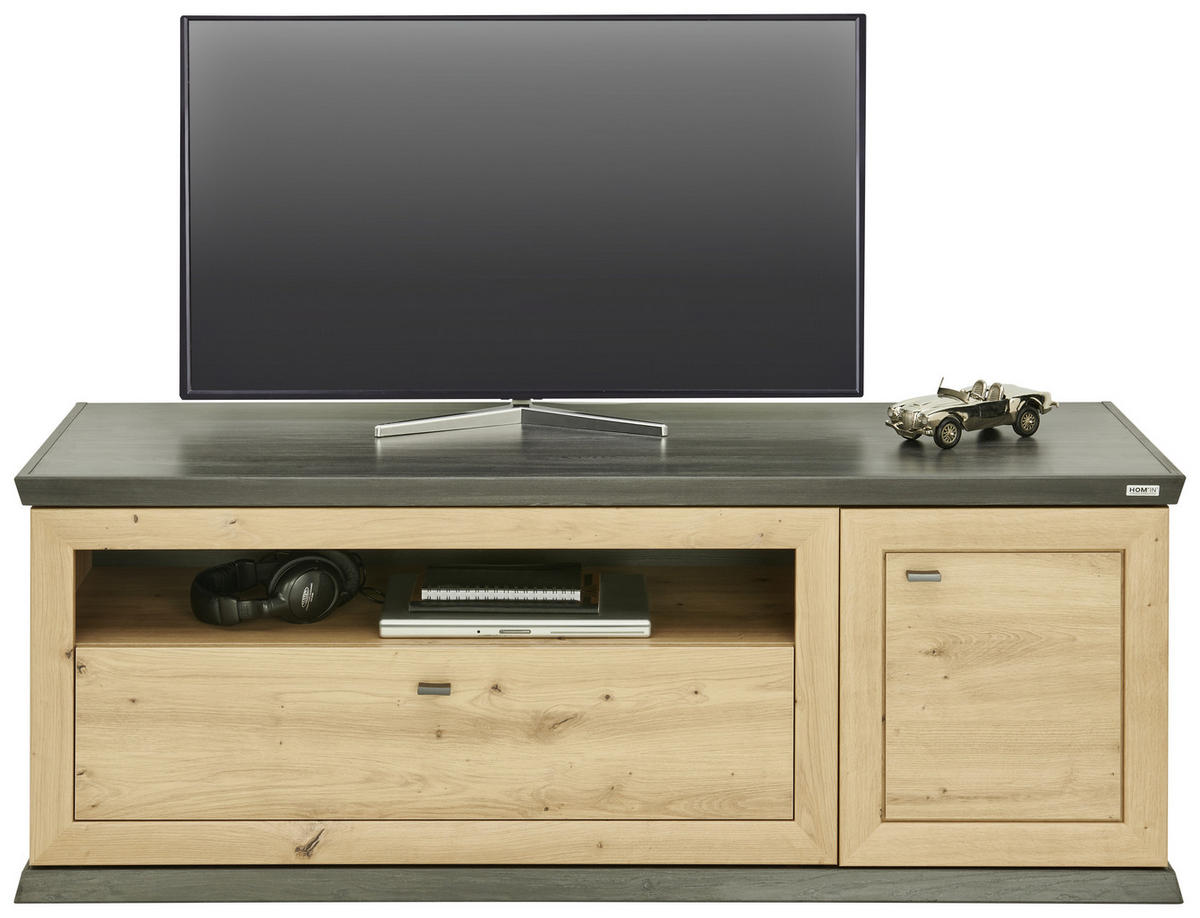 TV-ELEMENT  in 150,2/55,4/50,3 cm  - Eichefarben/Dunkelgrau, Romantik / Landhaus, Holzwerkstoff/Metall (150,2/55,4/50,3cm) - Hom`in