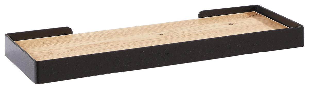VÄGGHYLLA 40/3/15 cm  - svart/ekfärgad, Basics, metall/trämaterial (40/3/15cm) - Xora